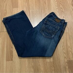 BKE Tyler Mens Relaxed Straight Fit Jeans 34R (34x30) Dark Blue Wash Western